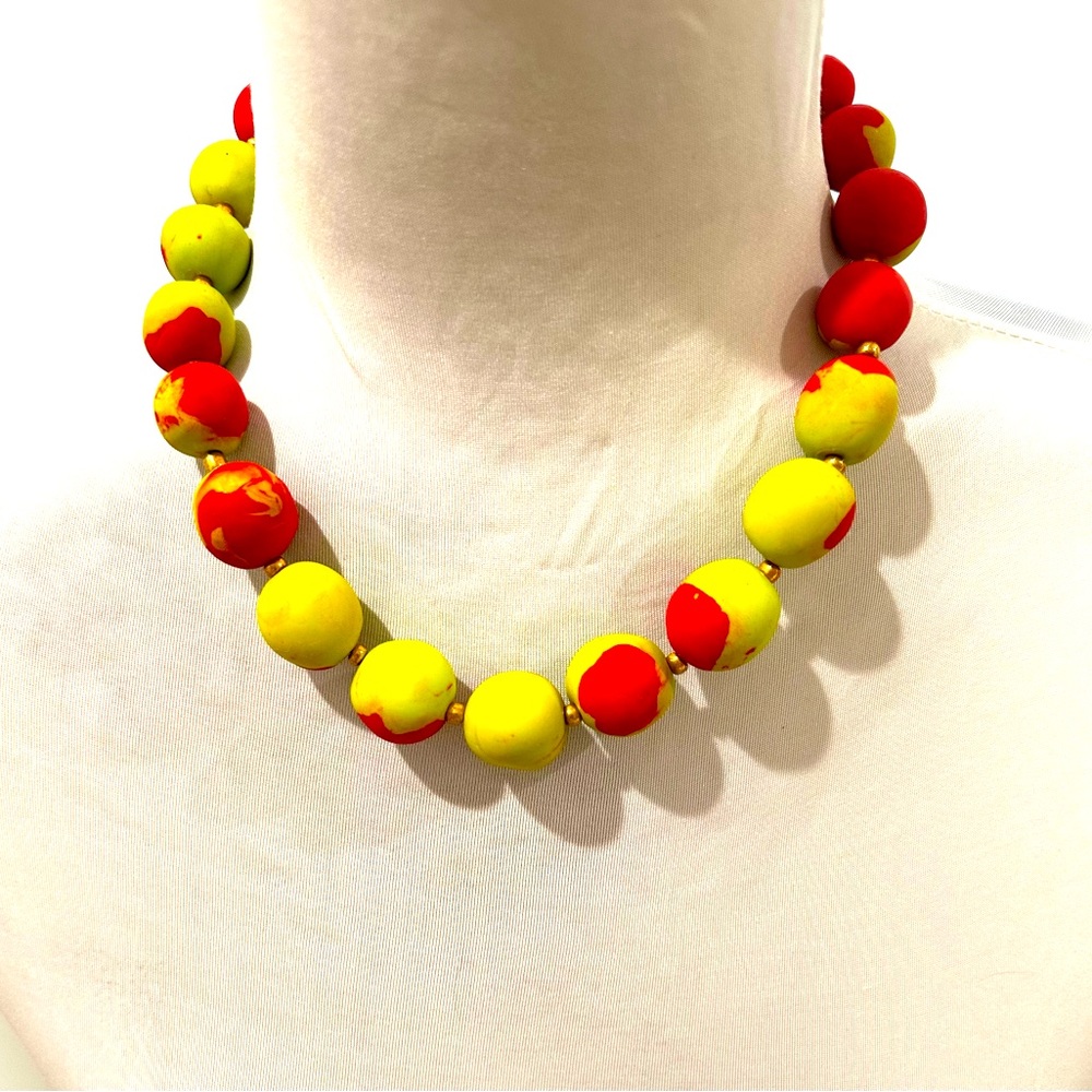 BRAND NEW ✨ Artisan made chunky necklace with hand-rolled artist clay. ONLY ONE